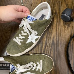 Gorgeous olive green Golden Goose sneakers